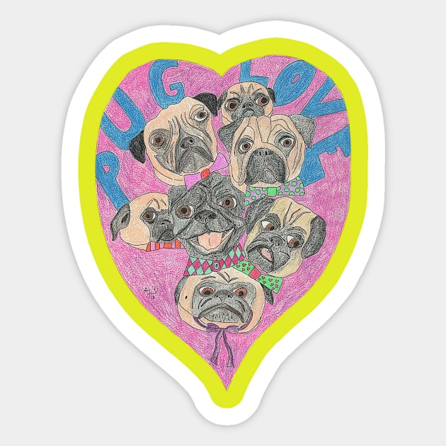 Pug Love Sticker by Doodle Dandies